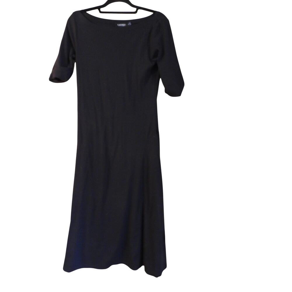 Ralph Lauren Long Black 3/4 Sleeve Dress 94% Cotton Medium